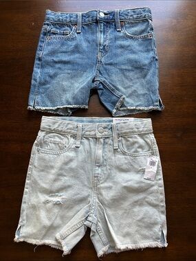 Old Navy Kids Two-Pair Denim Shorts Set - Dark Blue & Light Blue Wash